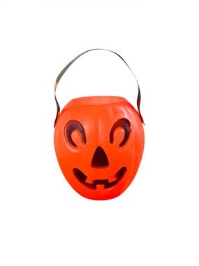 VINTAGE➕MCM HALLOWEEN Blow Mold Jack-O-Lantern Candy Bucket